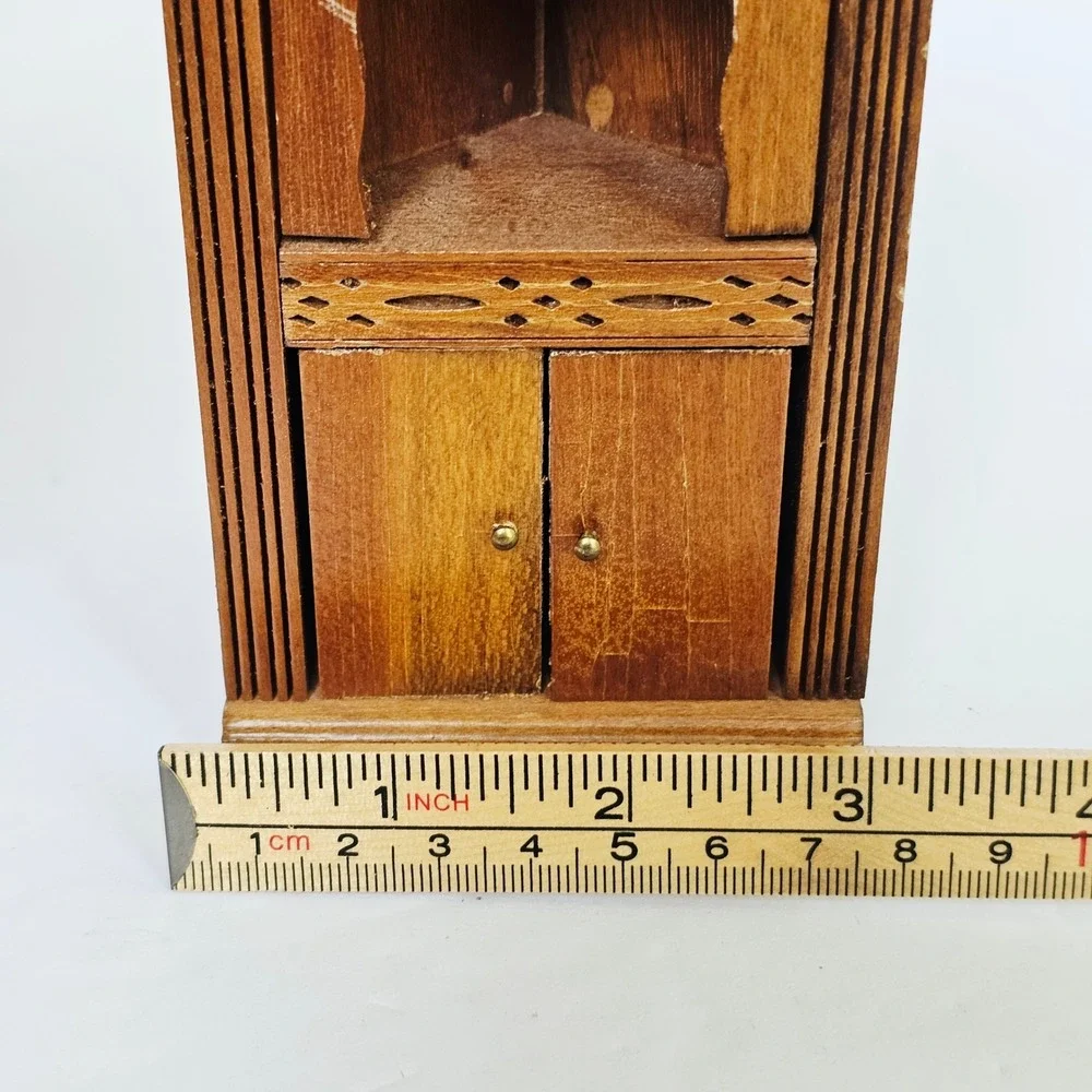 Vtg Wooden Miniature Corner Hutch Dollhouse Furniture Farmhouse Cottagecore